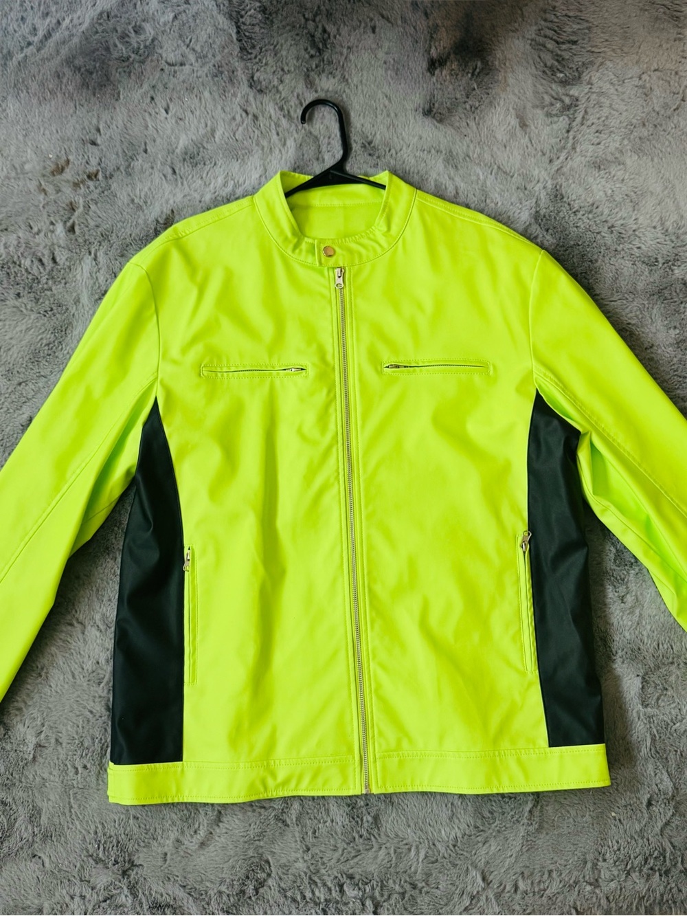 Men's High-Visibility Neon Yellow Jacket with Black Panels